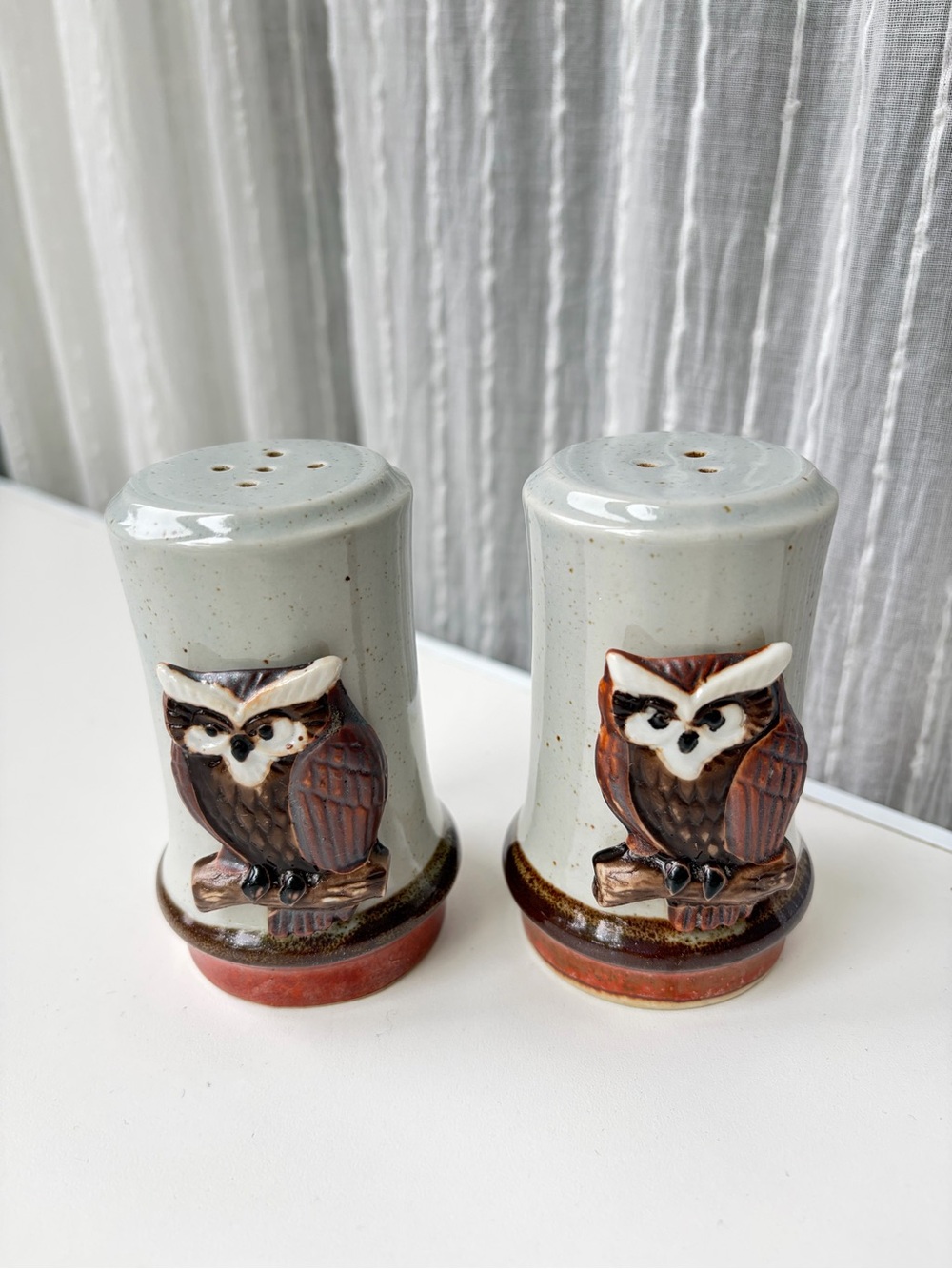 Vtg Giftcraft Lauren Japan Ceramic Owl Salt Pepper Shakers Cottagecore Retro MCM